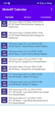 Calendar MotoGP android App screenshot 1