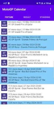 Calendar MotoGP android App screenshot 2